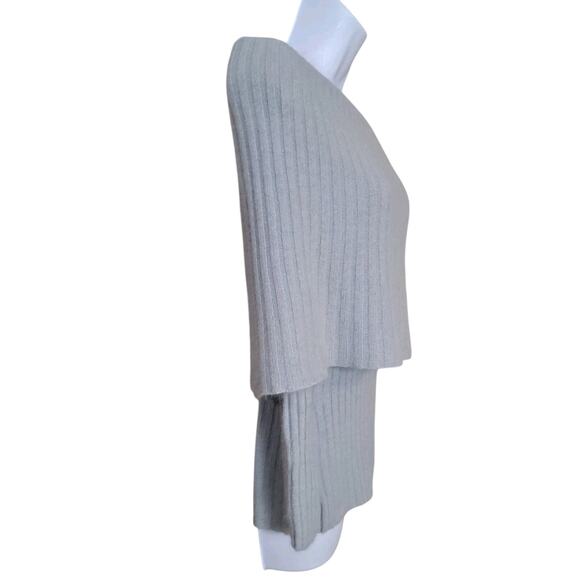 Newport News Caped Off Shoulder Sweater Sz S Ribbed Angora/Lambswool Blend Blue - Picture 3 of 5